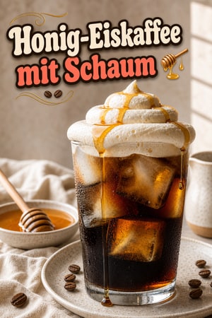 Geschlagener Honig-Eiskaffee mit cremiger Vollendung