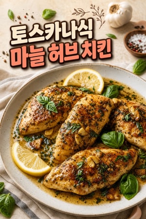 팬에서 구운 토스카나 치킨 - 마늘과 허브