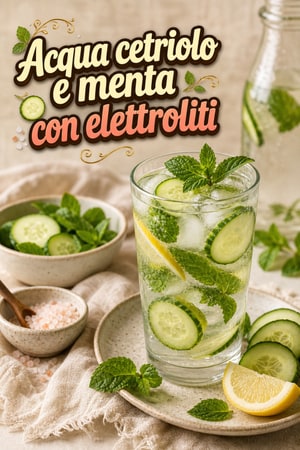 Acqua elettrolitica al cetriolo e menta per emicrania