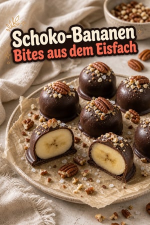 Gefrorene Schokoladen-Bananenbissen mit knusprigem Meersalz