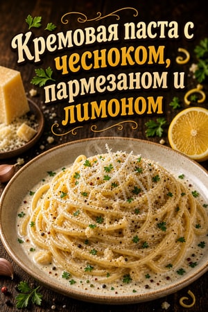 Кремовая паста с чесноком, пармезаном и лимоном — быстрый ужин