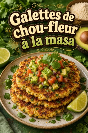 Galettes de chou-fleur à la masa et salsa avocat maison