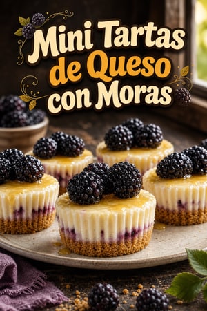 Mini Tartas de Queso con Moras y Costra de Galleta