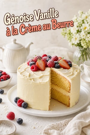 Gâteau Génoise Vanille Classique avec Glaçage au Beurre