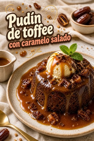 Sticky Toffee Pudding con caramelo salado y nata cremosa