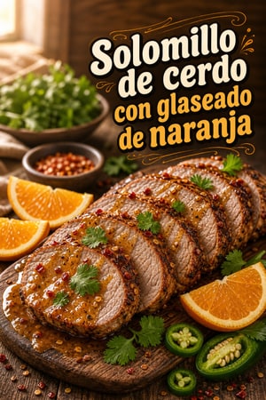 Solomillo de cerdo glaseado con naranja y jalapeño