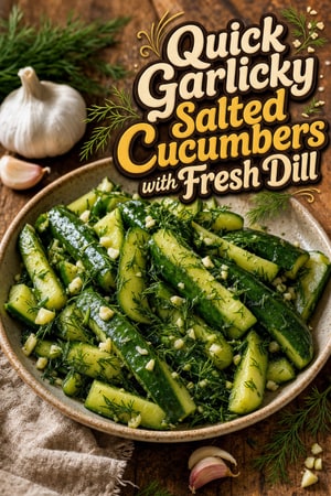 Quick Garlicky Salted Cucumbers with Fresh Dill