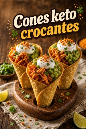 Cones Crocantes Keto de Tortilla com Recheios para Festas