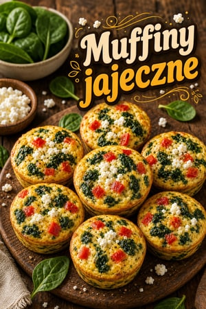Wysokobiałkowe muffiny jajeczne z serkiem wiejskim i szpinakiem
