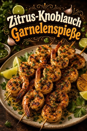 Würzige Zitrus-Knoblauch-Garnelenspieße mit frischen Kräutern