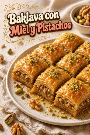 Baklava de nueces y pistachos con miel: receta tradicional