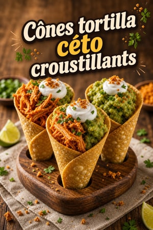 Cônes tortilla céto croustillants pour apéritifs festifs