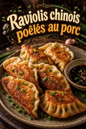 Raviolis chinois poêlés au porc et ciboule croustillants