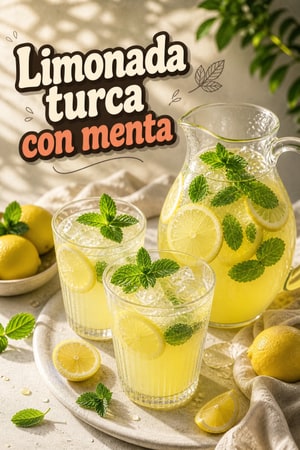 Limonata turca con menta: limonada fácil, fresca y aromática