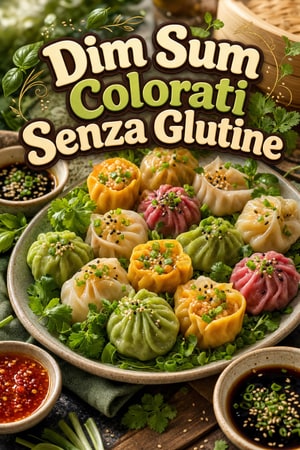 Dim Sum Colorati Senza Glutine con Verdure e Salse