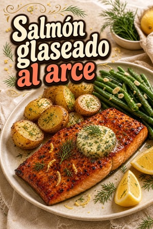 Salmón atlántico glaseado al arce y mantequilla de limón