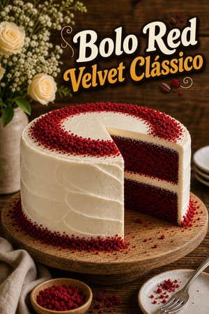 Bolo Red Velvet Clássico com Cobertura de Cream Cheese