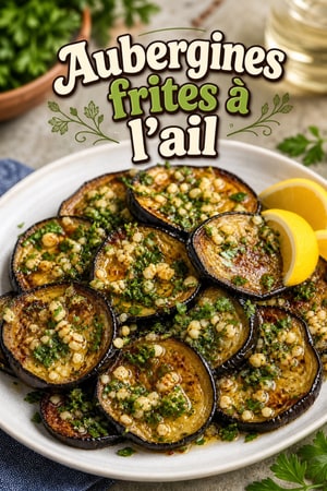 Aubergines frites à l’ail