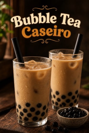 Chá de Bolha Caseiro com Pérolas de Tapioca