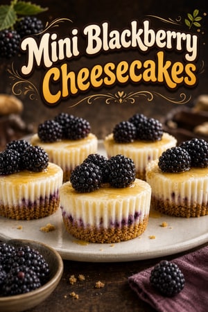 Mini Blackberry Cheesecakes with Buttery Crust