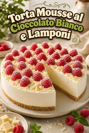 Torta Mousse al Cioccolato Bianco e Lamponi con Base di Pasta Frolla