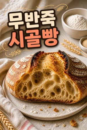 밀가루·물·이스트 3가지로 만드는 쉬운 노-니드 시골식 아티장빵 겉은 바삭 속은 쫄깃, 오븐 한 번으로 완성