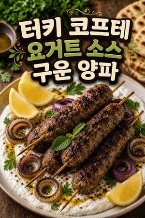 집에서 만드는 향긋한 터키 코프테: 숯불 양파 그릭 요거트 소스, 겉은 바삭 속은 촉촉 향신료 가득