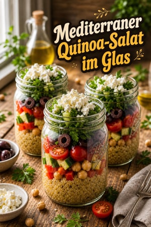 Mediterraner Quinoa-Kichererbsen-Lunch im Glas – schnell
