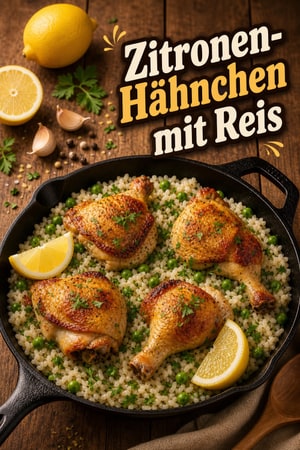 One-Pot: Zitronen-Knoblauch-Hähnchen mit Reis für Wochentage