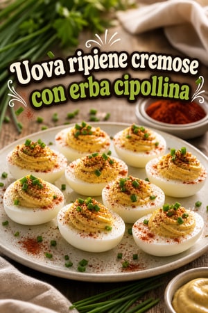 Uova ripiene cremose con erba cipollina e Dijon - ricetta