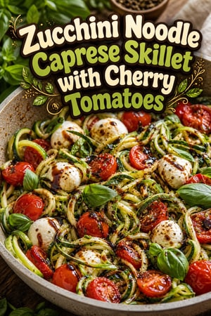 Zucchini Noodle Caprese Skillet with Cherry Tomatoes