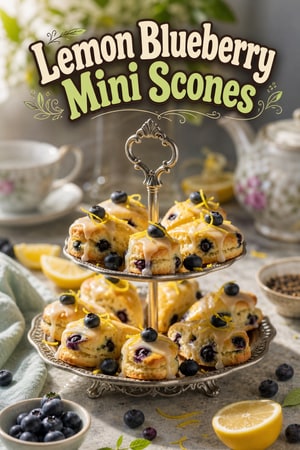 Miniature Lemon Blueberry Scones with Earl Grey Glaze