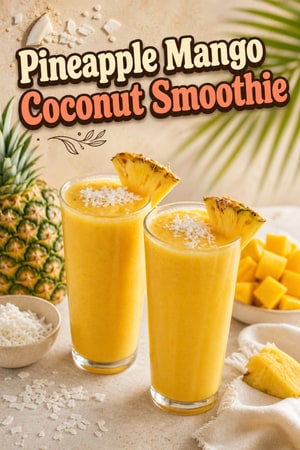 Pineapple Breeze Smoothie with Coconut and Mango