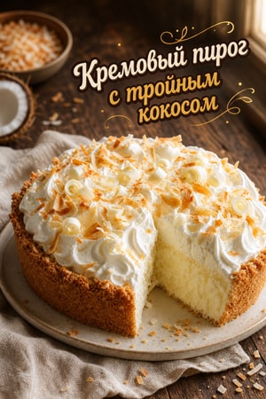 Кокосовый кремовый пирог с тройным кокосом