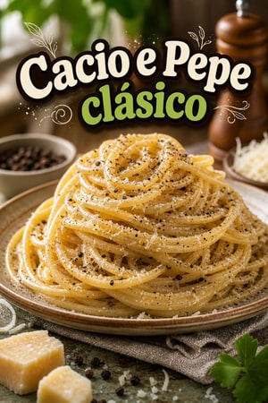 Cacio e Pepe clásico: espaguetis cremosos y pimienta