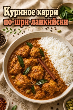 Аутентичное куриное карри по-шри-ланкийски с рисом басмати