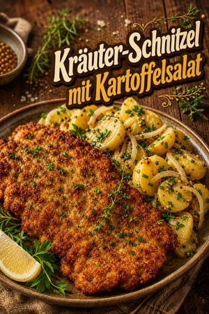 Kräuter-Schweineschnitzel mit warmem Kartoffelsalat