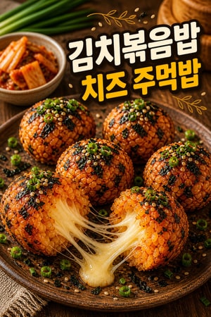 겉바속촉! 모짜렐라 치즈가 듬뿍 들어간 김치볶음밥 주먹밥