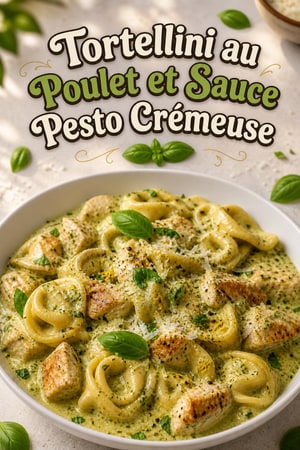 Tortellini au Poulet et Sauce Pesto Crémeuse
