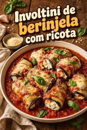 Involtini de berinjela com ricota e molho de tomate