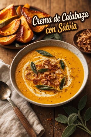 Sopa Aromática de Calabaza Moscada con Salvia y Chalotes Crujientes