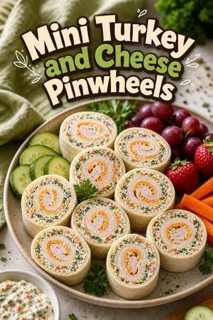 Mini Turkey and Cheese Pinwheels with Hidden Veggie Spread