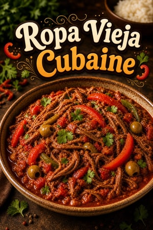 Ropa Vieja Cubaine : Viande effilochée dans une sauce tomate riche