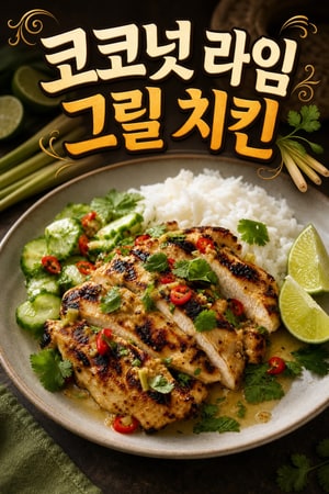 코코넛 밀크 그릴 치킨 라임과 레몬그래스