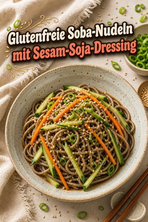 Glutenfreie Soba-Nudeln mit Sesam-Soja-Dressing leicht