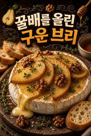 모임용 초간단 레시피: 가을에 어울리는 따뜻한 베이크드 브리—꿀에 졸인 배, 호두, 생타임