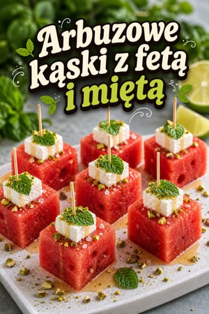Chłodne kąski z arbuza z miętą, fetą i limonką - lato