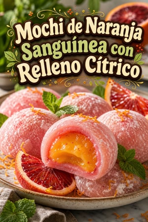 Mochi de Naranja Sanguínea con Relleno Cítrico Vibrante