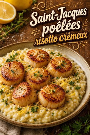 Noix de Saint-Jacques poêlées et risotto crémeux au citron