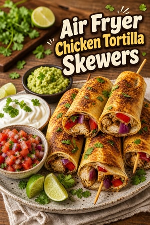 Air Fryer Tortilla Kebab Skewers with Fresh Salsa